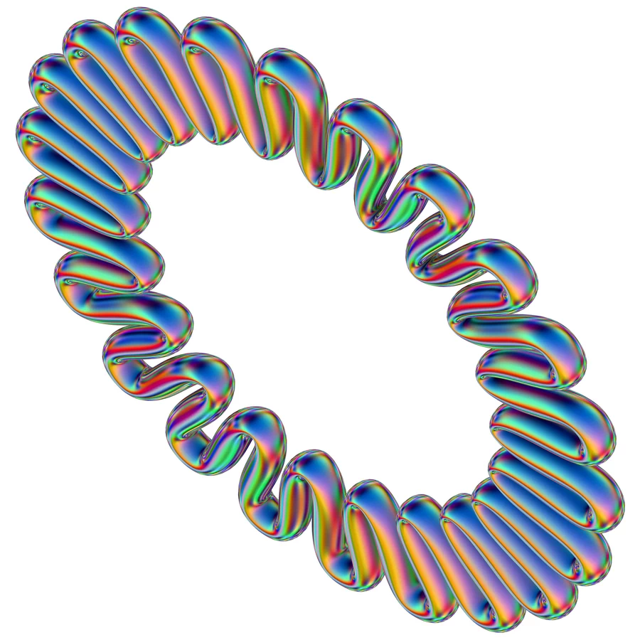 潮流酸性全息金属镭射机能彩虹3D立体几何图形png免抠图片素材【091】